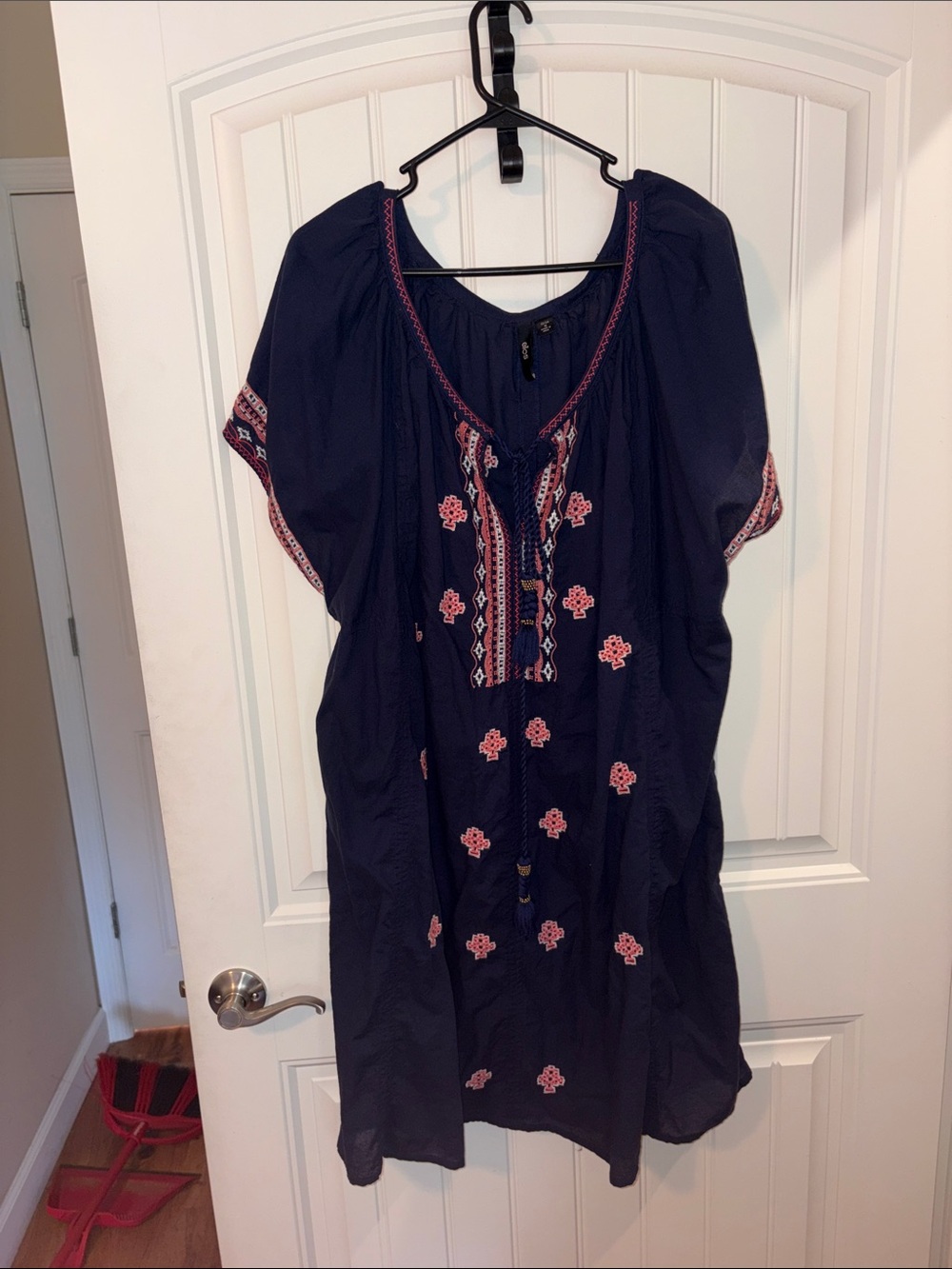 100% Cotton Navy Embroidered Dress